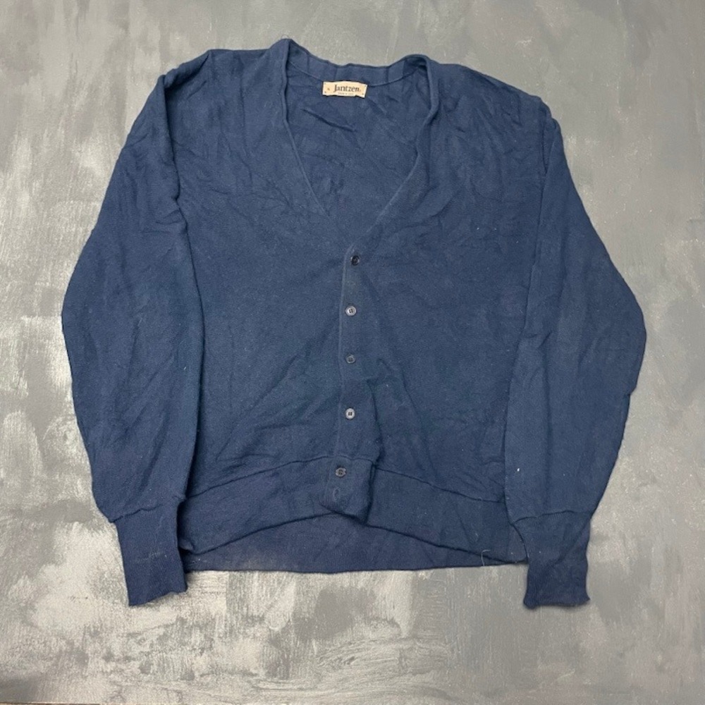 Vintage V-Neck Button Front Cardigan Men XL Navy Blue 1990s Jantzen